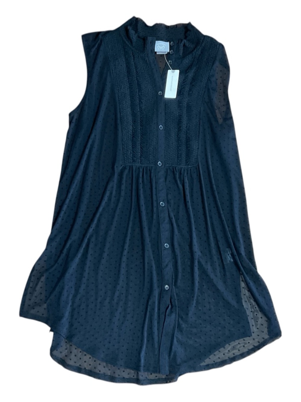 Vanessa Virginia Anthropologie Black Swiss Dot Tunic - Sheer Blouse / Beach